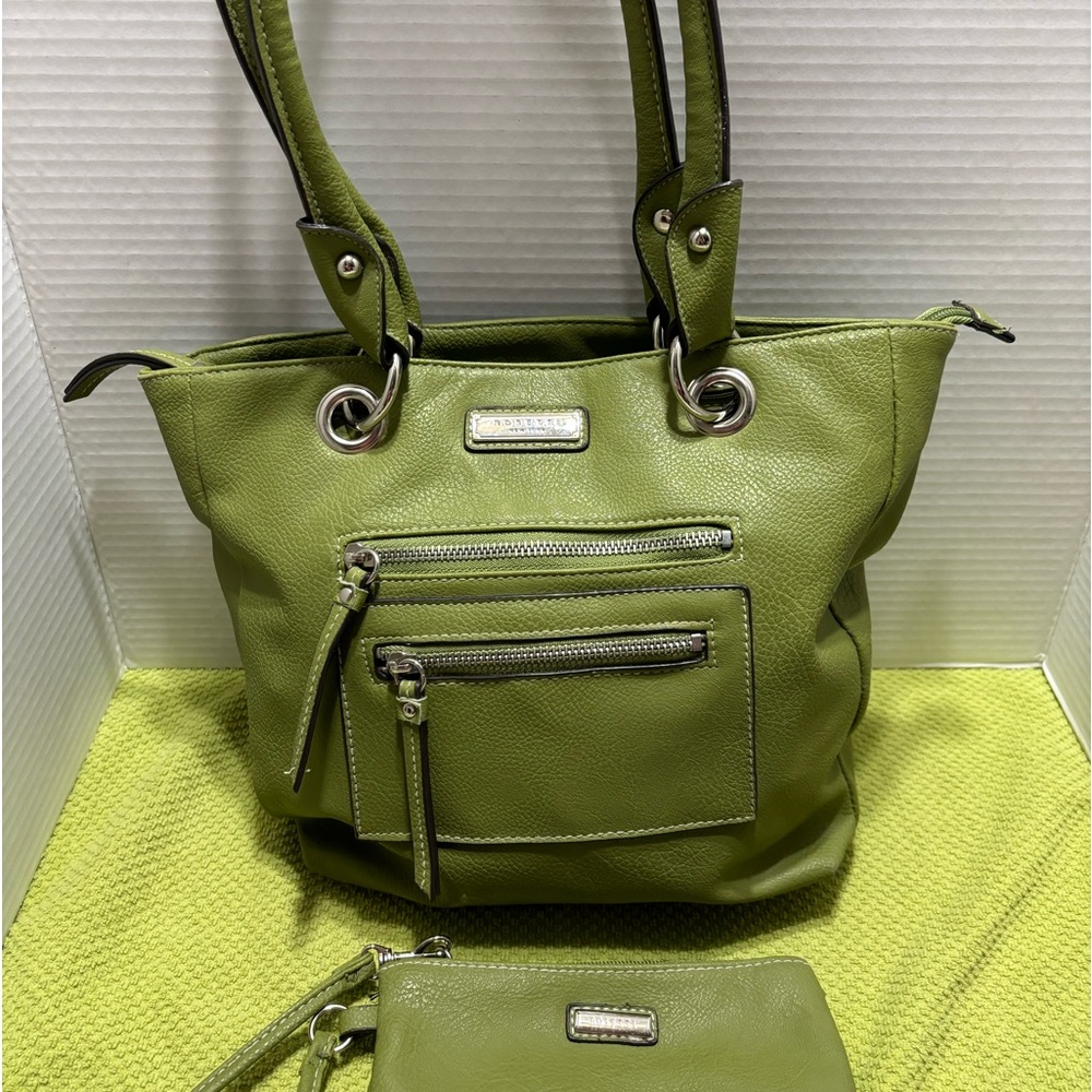 Green Faux Leather Rosetti Handbag Purse w/ Sm Pouch